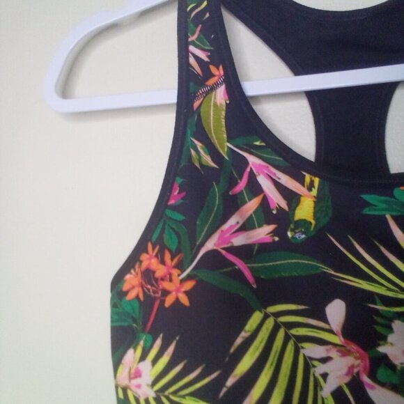 Old Navy Active Sports Bra M Women Go Dry Racer Back Tropical Floral Colorful - Picture 9 of 13
